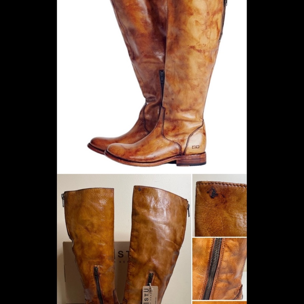 New BED STU Tess Windsor Tan Distressed Riding Boots Size 8.5